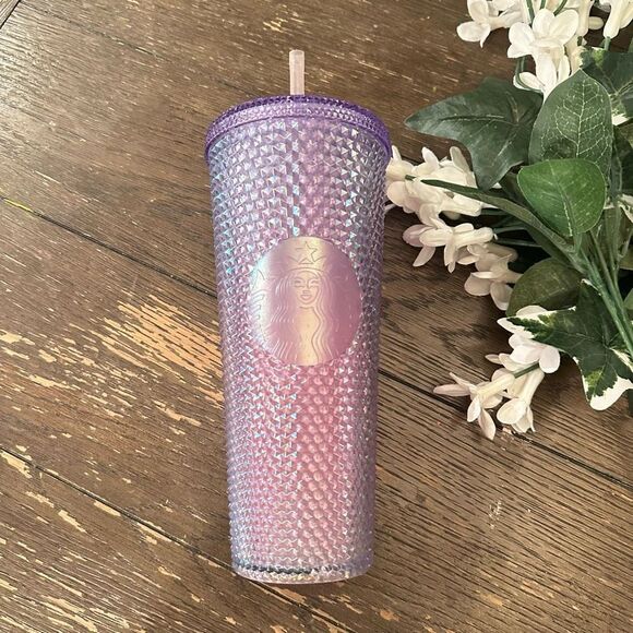 Starbucks Tumbler Venti 24 Oz. Cold Beverage Cup w/ Straw Bling Crystal Lavender - Picture 1 of 9